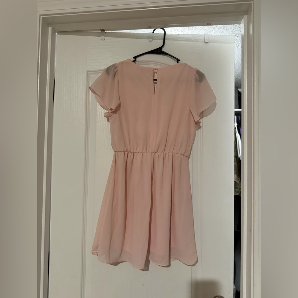 Forever 21 Blush Pink Flutter Sleeve Wrap-Style Mini Dress - Picture 2 of 3